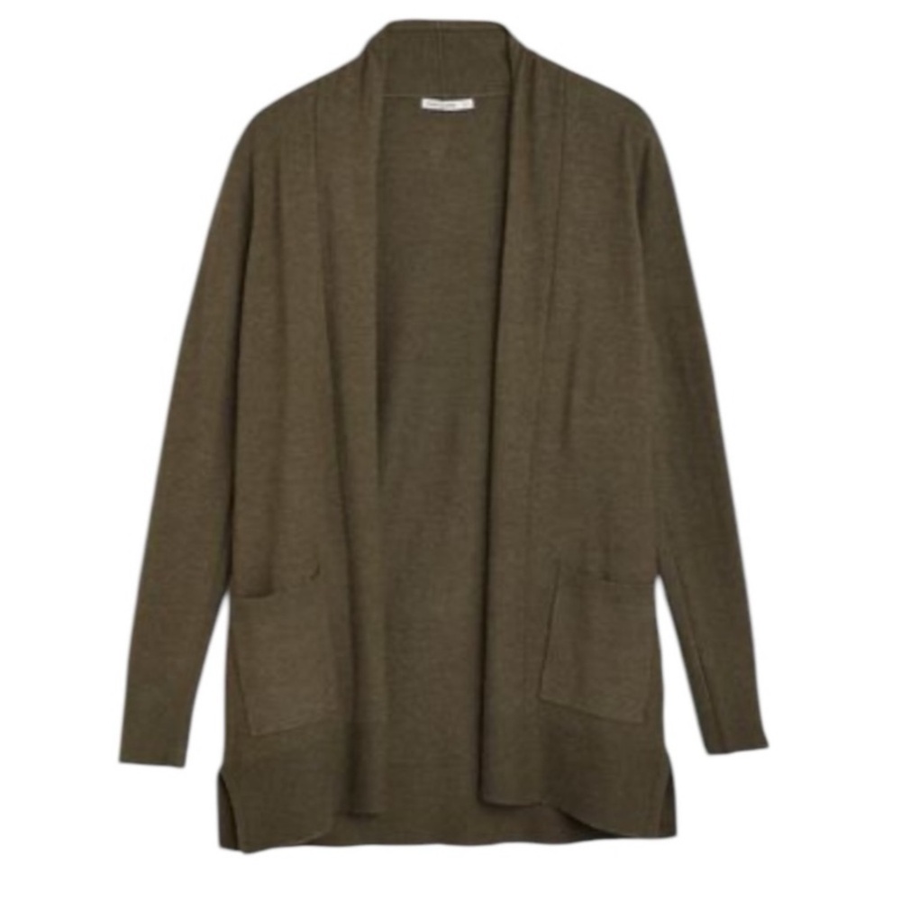 Stitch Fix x Pink Clover Olive Green Penton 2 Pocket Open Cardigan Small NWT